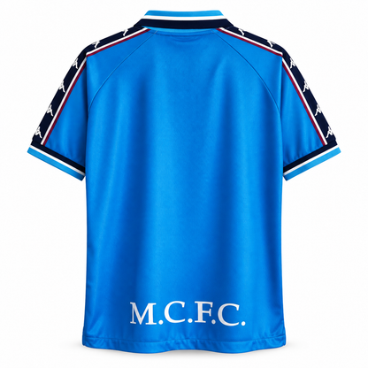 Camisa Manchester City Home 1997/98 Retrô Masculina - Azul — camisa de costas