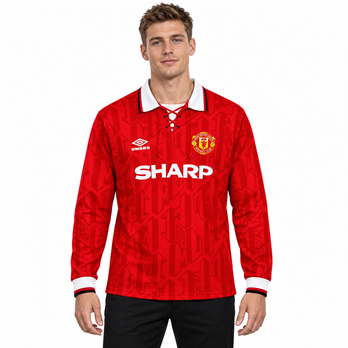 Camisa Manchester United 1992/94 Retrô Masculina Manga Longa - Imagem 1