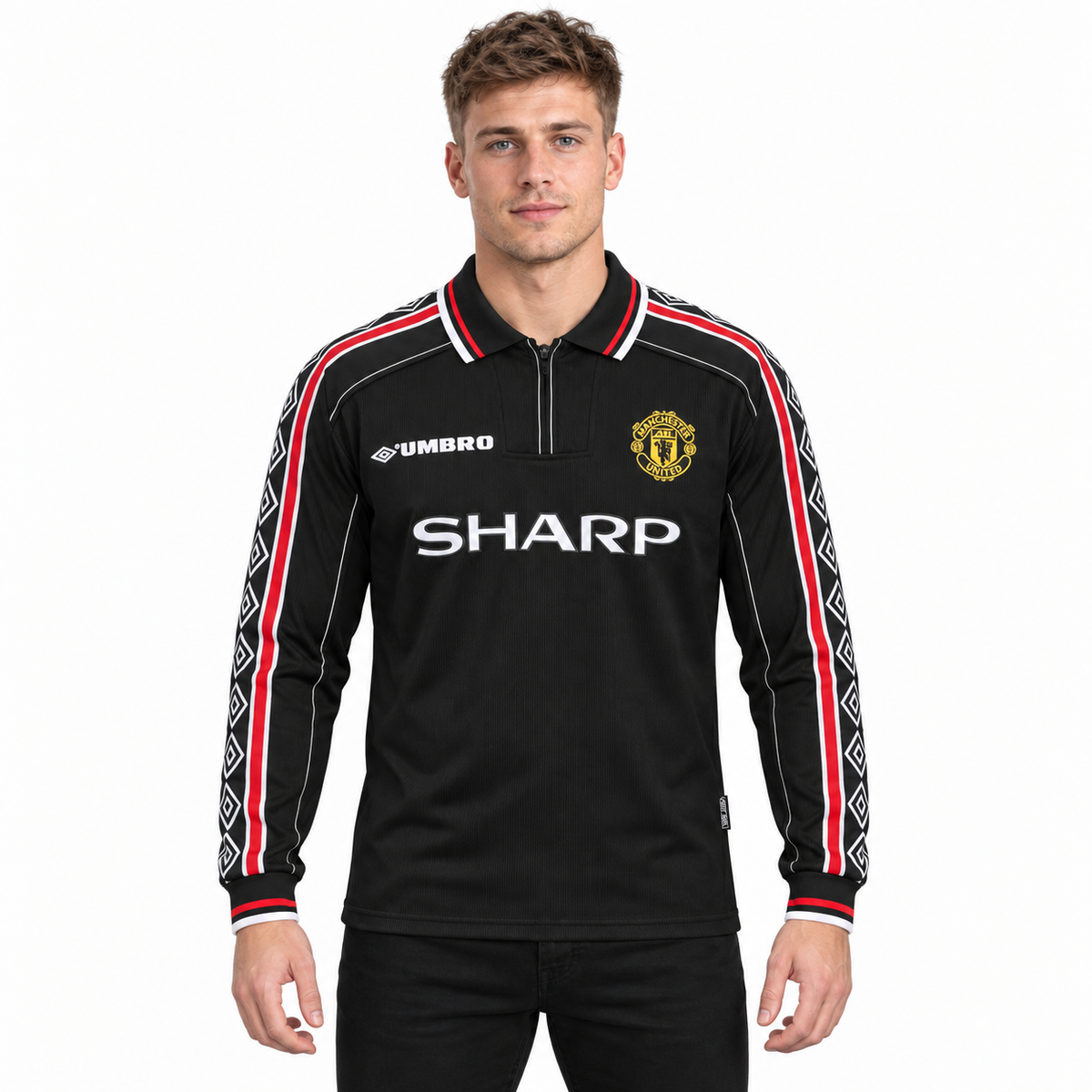 Camisa Manchester United Away 1998/99 Retrô Masculina Manga Longa - Imagem 1