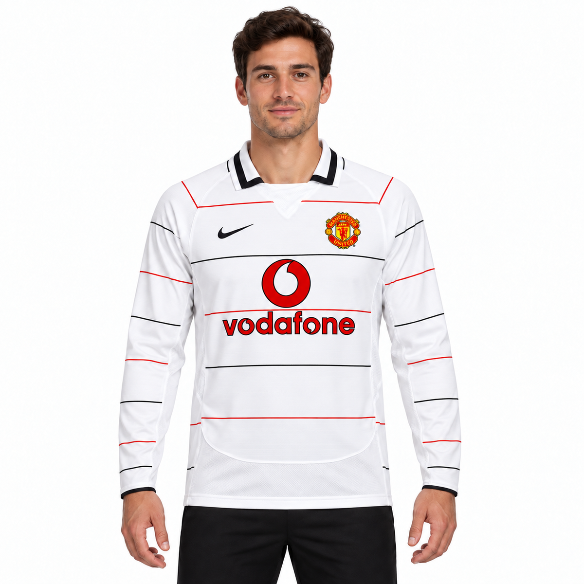 Camisa Manchester United Away 2003/04 Retrô Masculina Manga Longa - Imagem 1