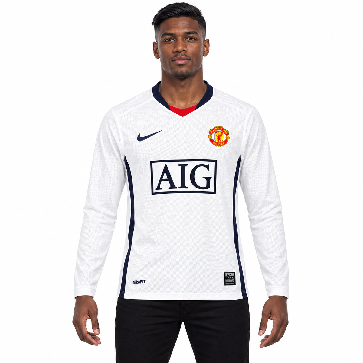 Camisa Manchester United Away 2008/09 Retrô Masculina Manga Longa - Imagem 1