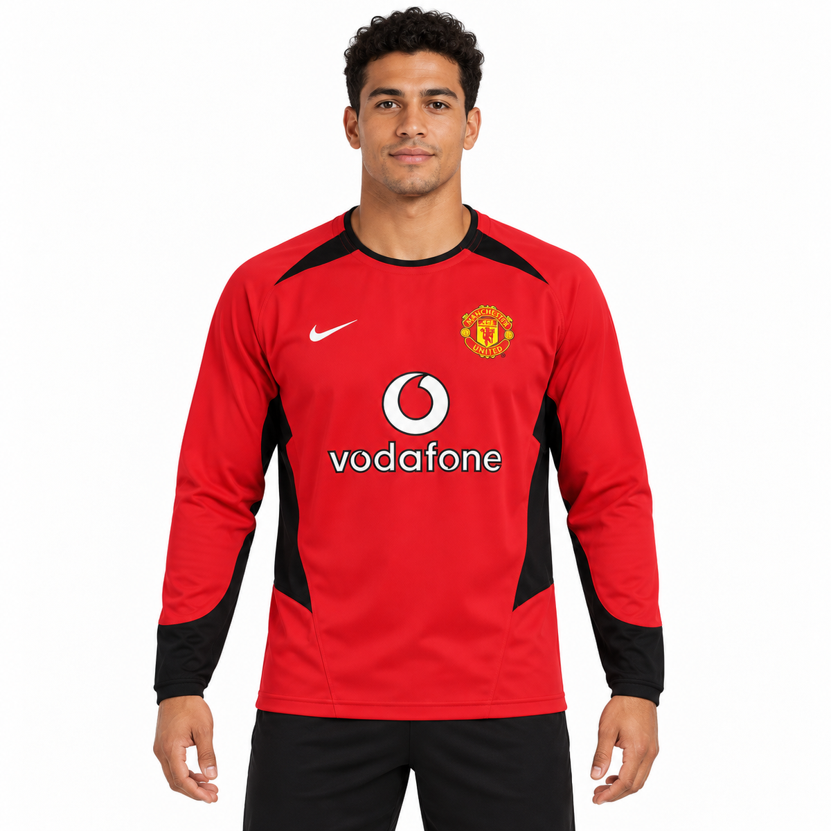 Camisa Manchester United Home 2002/04 Retrô Masculina Manga Longa - Imagem 1