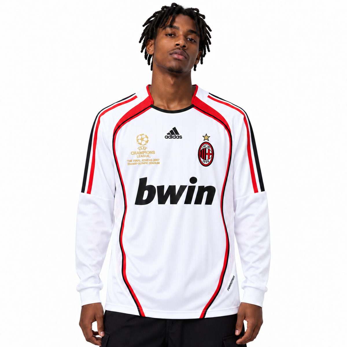 Camisa Milan Away 2006/07 Retrô Masculina Final da Champions Manga Longa - Branca