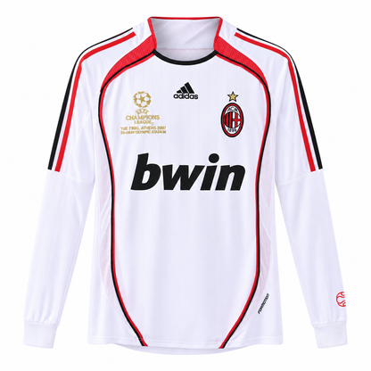 Camisa Milan Away 2006/07 Retrô Masculina Final da Champions Manga Longa - Branca