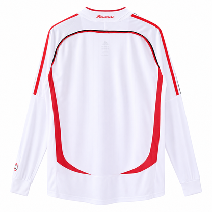 Camisa Milan Away 2006/07 Retrô Masculina Final da Champions Manga Longa - Branca
