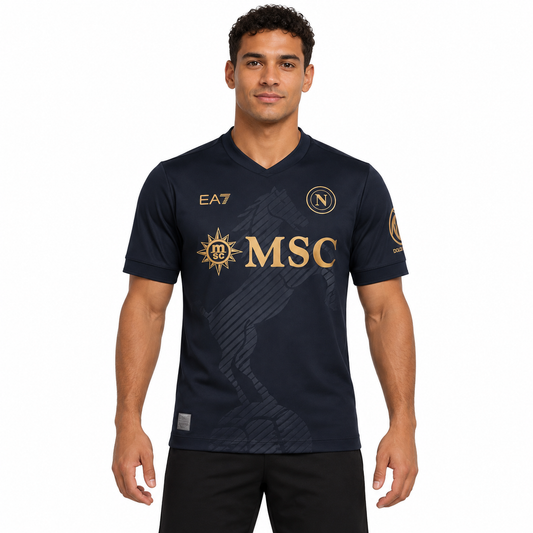 Camisa Napoli Third 26/27 Torcedor Masculina - Azul-marinho — modelo de frente