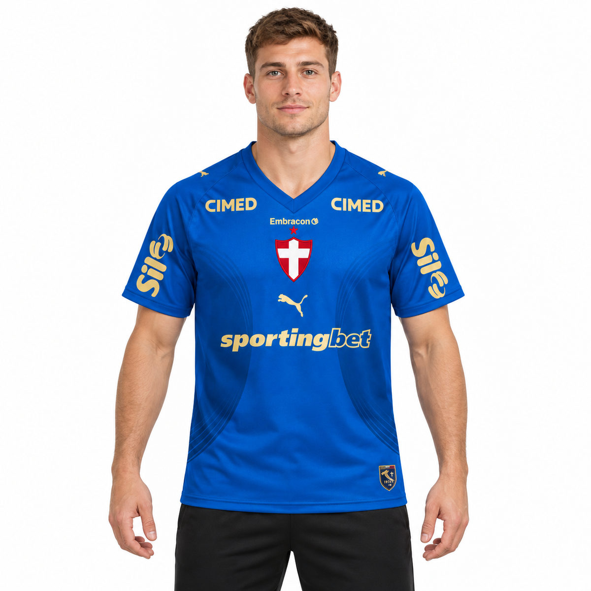 Camisa Palmeiras Third 26/27 Torcedor Masculina Com Patrocínios - Azul — modelo de frente