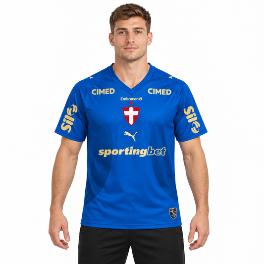 Camisa Palmeiras Third 26/27 Torcedor Masculina Com Patrocínios - Azul — modelo de frente