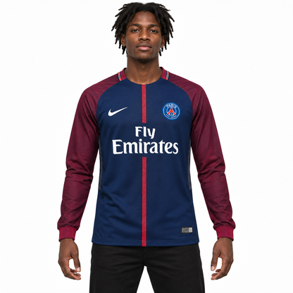 Camisa PSG Home 17/18 Retrô Masculina Manga Longa - Imagem 1