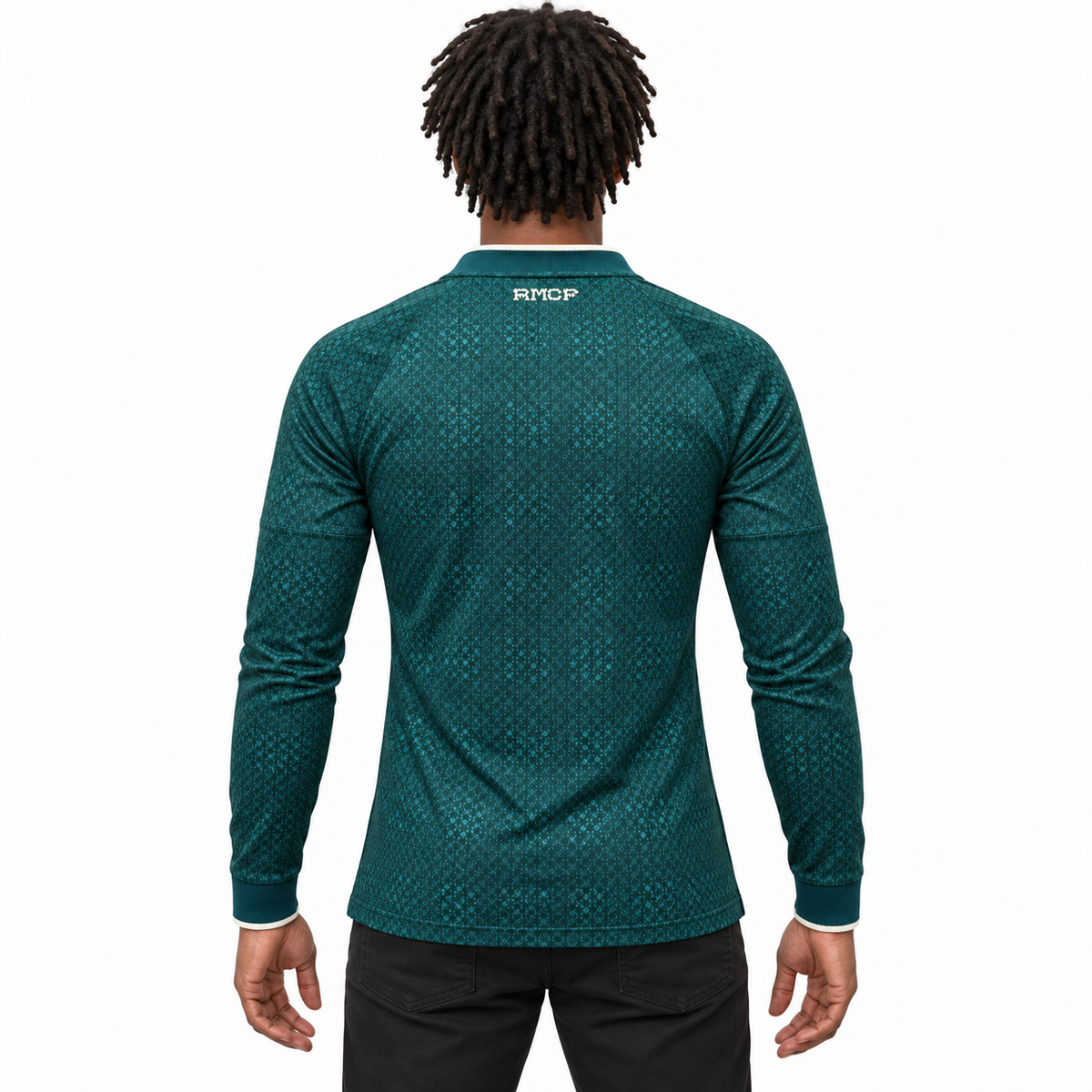 Camisa Real Madrid Away 26/27 Jogador Masculina Manga Longa - Verde — modelo de costas