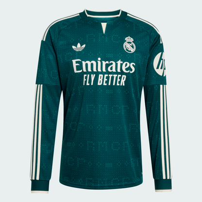 Camisa Real Madrid Away 26/27 Torcedor Masculina Manga Longa - Verde — camisa de frente