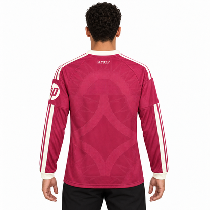 Camisa Real Madrid Third 26/27 Torcedor Masculina Manga Longa - Rosa — modelo de costas