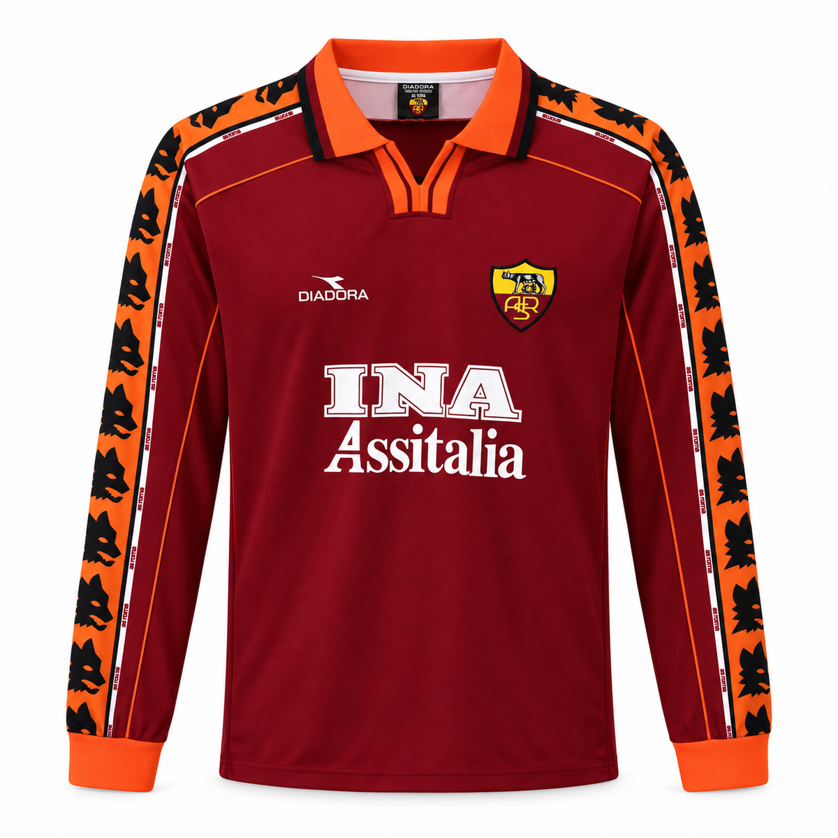 Camisa Roma Home 1998/99 Retrô Masculina Manga Longa - Imagem 3
