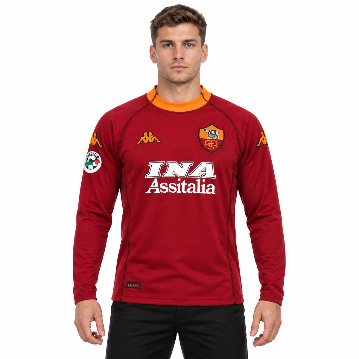 Camisa Roma Home 2002/03 Retrô Masculina Manga Longa - Imagem 1