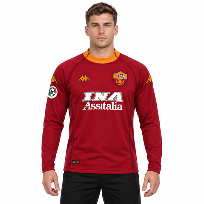 Camisa Roma Home 2002/03 Retrô Masculina Manga Longa - Imagem 1