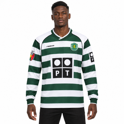 Camisa Sporting Home 2001/03 Retrô Masculina Manga Longa - Imagem 1