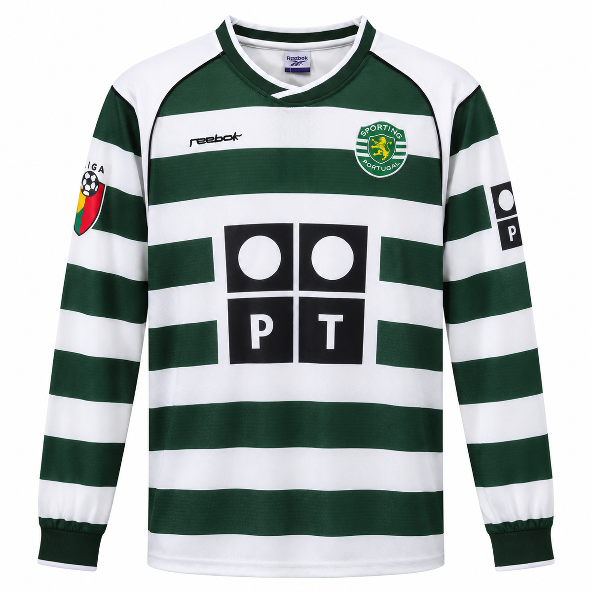 Camisa Sporting Home 2001/03 Retrô Masculina Manga Longa - Imagem 3