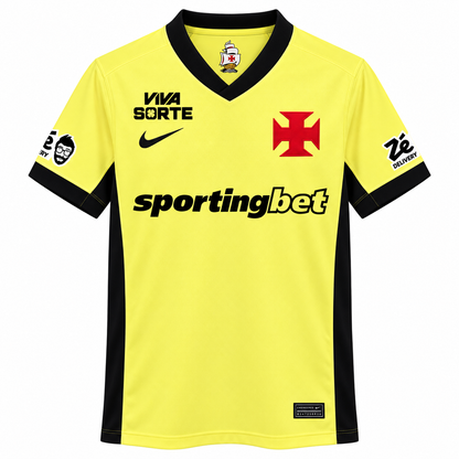 Camisa Vasco Third 26/27 Torcedor Masculina Com Patrocínios - Amarela — camisa de frente