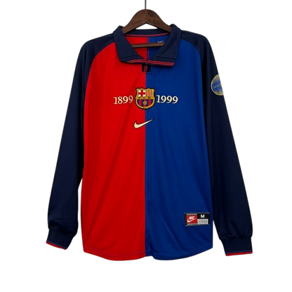 Camisa Manga Longa Retrô Torcedor Masculina Barcelona 1998