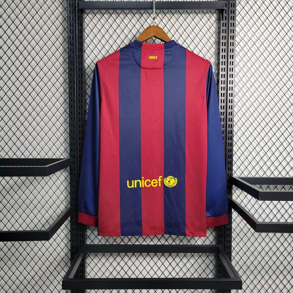 Camisa Manga Longa Retrô Torcedor Masculina Barcelona 2014