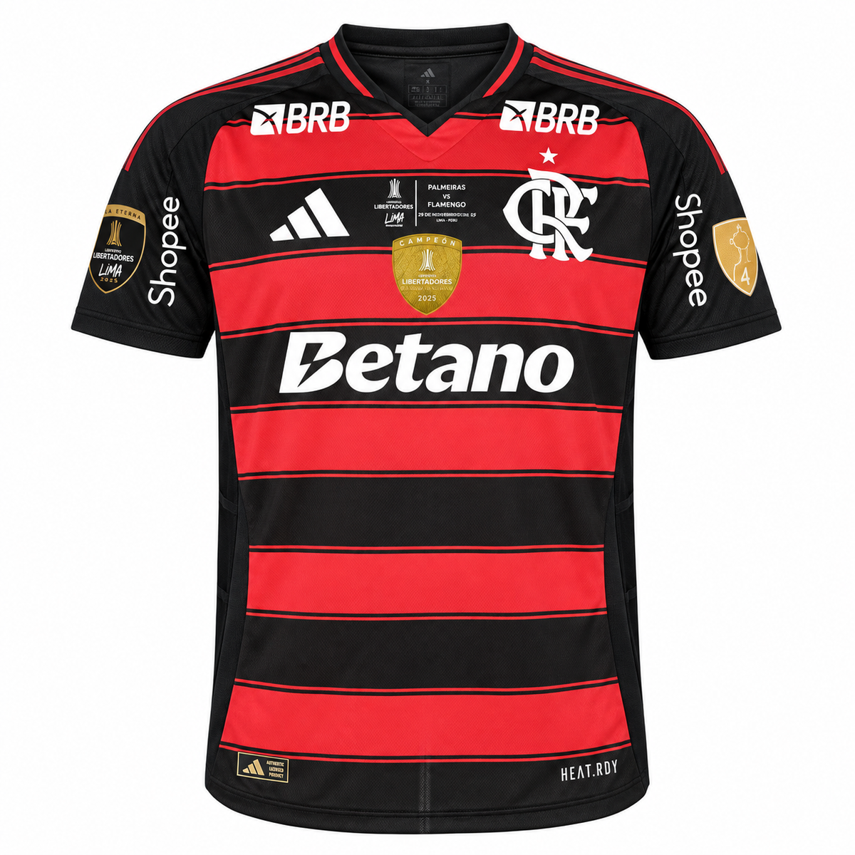 Camisa Flamengo Home 25/26 Jogador Masculina Com Patchs e Patrocinios Final da Libertadores - camisa frente