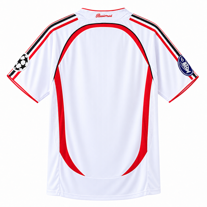 Camisa Milan Away 2006/07 Retrô Masculina Final da Champions Com Patchs - Branca — camisa de costas