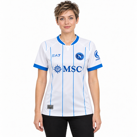 Camisa Napoli Away 26/27 Feminina Babylook — modelo de frente