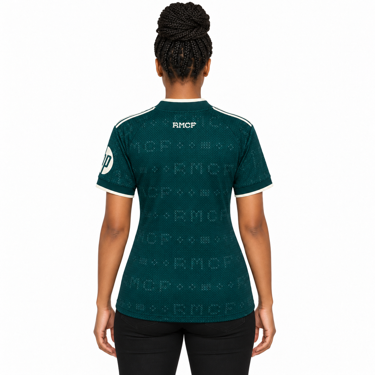 Camisa Real Madrid Away 26/27 Feminina Babylook - Verde — modelo de costas
