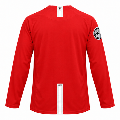 Camisa Manchester United 2007/08 manga longa Final da Champions com patchs - referência costas
