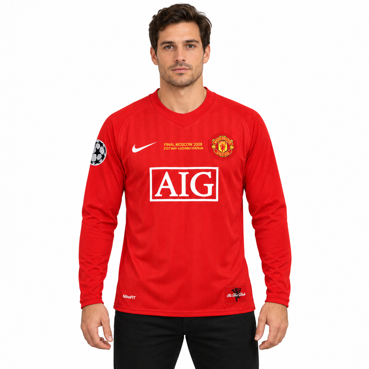 Manchester United retrô 2007/08 Final da Champions Com Patchs e CR7 imagem 1