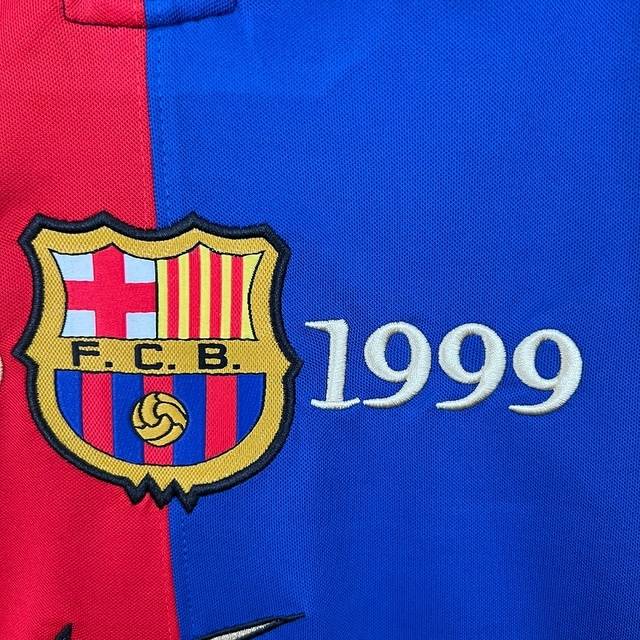 Camisa Manga Longa Retrô Torcedor Masculina Barcelona 1998