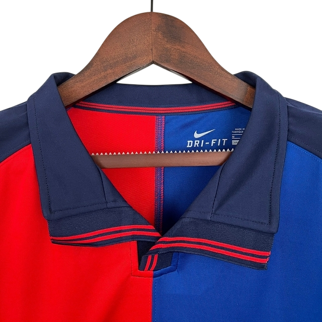 Camisa Manga Longa Retrô Torcedor Masculina Barcelona 1998