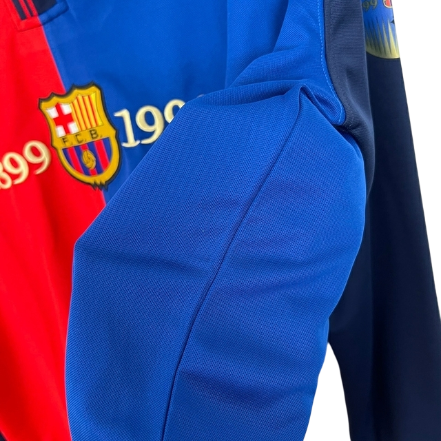 Camisa Manga Longa Retrô Torcedor Masculina Barcelona 1998