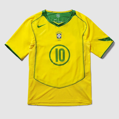 Camisa Retrô Torcedor Masculina Brasil 2004 Total 90 Ronaldinho