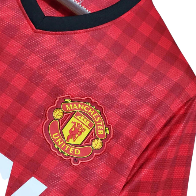 Camisa Manchester United Retrô 2012/2013 Vermelha Xadrez