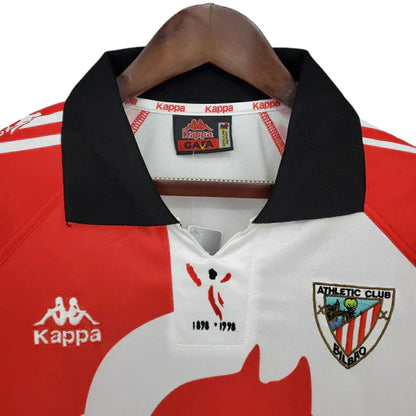 Camisa Athletic Bilbao Retrô 1997/1998 Vermelha e Branca